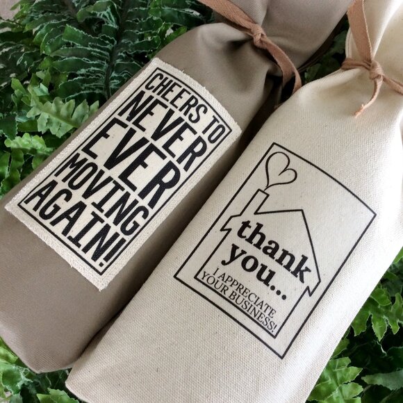 REAL ESTATE REALTOR Set of 10 Wine Gift Bags for Baskets Closing Gift, New Home - Picture 2 of 5